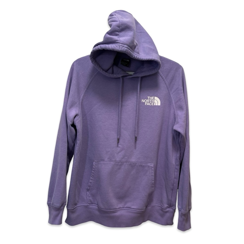 The North Face Womens Raglan Red Box Hoodie Purple Graphic Sweatshirt Medium